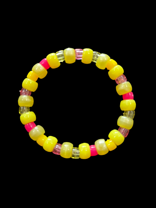 Pink Lemonade pony beaded bracelet