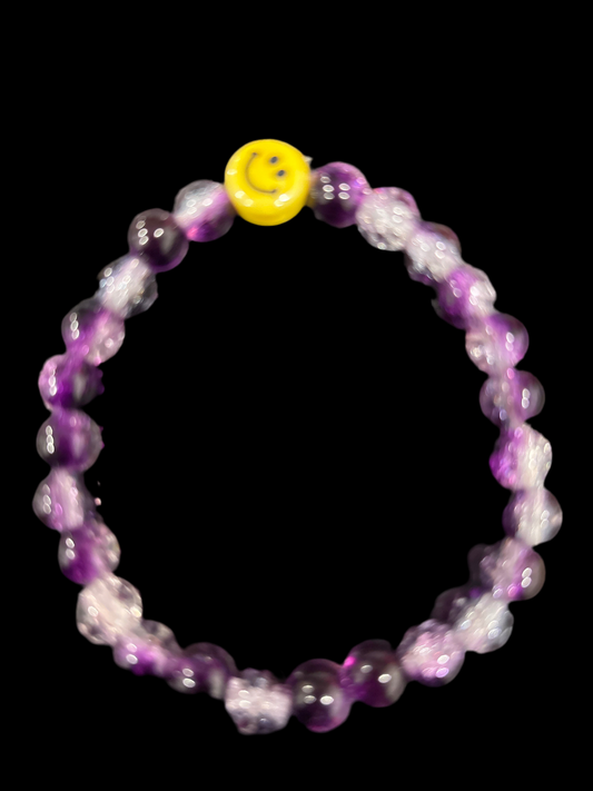 Purple Smile glass beaded bracelet