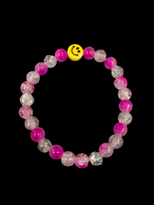 Smile Pink glass bead bracelet